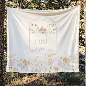 Wild One Birthday Personalized Banner 1st Birthday Wildflower Party Decor Photo Backdrop One Wildflower Custom Banner Wildflower First