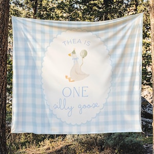 One Silly Goose Birthday Personalized Banner 1st Birthday Silly Goose Party Decor Photo Backdrop Goose Custom Banner First Birthday Ideas