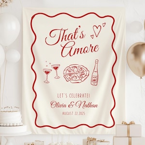 That&#39;s Amore Engagement Party Welcome Sign Custom Italian Decor Hand Drawn Whimsical Sign for Your Celebration Italian Bridal Shower Decor