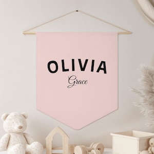 Custom Name Pennant Custom Pennant Personalized Name Wall Banner Kids Nursery Decor Baby Room Decor Baby Girl Pennant Custom Name Flag