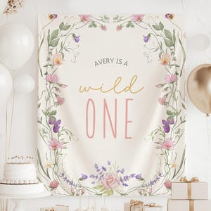 Wild One Birthday Personalized Banner 1st Birthday Wildflower Party Decor Photo Backdrop One Wildflower Custom Banner Wildflower First