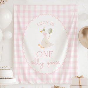 One Silly Goose Birthday Personalized Banner 1st Birthday Silly Goose Party Decor Photo Backdrop Goose Custom Banner First Birthday Ideas