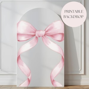 Pink Bow Arch Background Coquette Aesthetic Balloon Arch Backdrop Pink Bow 1st Birthday Girl Photo Backdrop Bow Theme First Birthday Sign