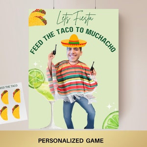Fiesta Birthday Game Margs and Matrimony Bachelorette Party Final Fiesta Tequila and Taco Birthday Party Editable Games Groom Face Decor