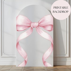 Różowa kokarda Baby Shower łuk balonowy tło rumieniec różowa wstążka kokarda znak powitalny różowa kokietka tło zdjęcia Baby Shower szablon do wydruku