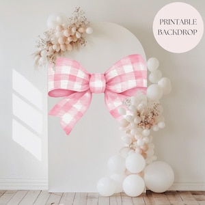 Pink Bow Arch Background Coquette Aesthetic Balloon Arch Backdrop Pink Bow 1st Birthday Girl Photo Backdrop Bow Theme First Birthday Sign