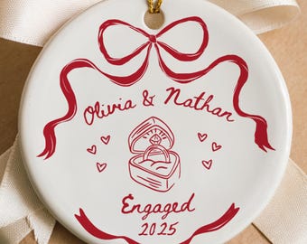 Adorno para compromiso, regalo de compromiso, adorno para parejas, anuncio de compromiso, regalo de boda, adornos navideños para compromiso.