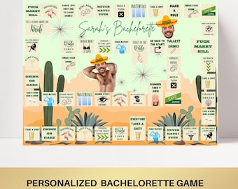 Final Fiesta Bachelorette Board Drinking Game Party Game Template Margs and matrimony personalized decor sign Mexican Bach Groom Face Decor