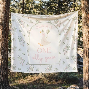 One Silly Goose Birthday Personalized Banner 1st Birthday Silly Goose Party Decor Photo Backdrop Goose Custom Banner First Birthday Ideas