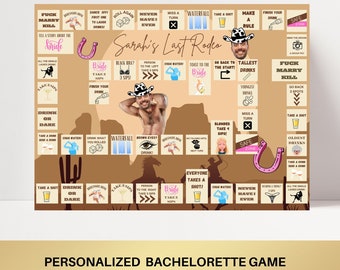 Cowboy Bachelorette Board jeu à boire Party Game Template Last Rodeo personnalisé décor signe Same Cowboy Forever Bach Groom Face Decor