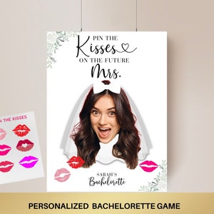 Plantilla de juego para despedida de soltera de Besos para la futura señora Letrero decorativo de despedida de soltera Juegos de despedida de soltera Decoración de la cara de la novia