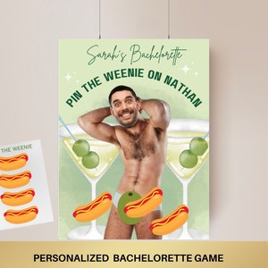Weenies and Tinis Bachelorette Party Game Template weenies and martinis personalized decor sign Martini Bach Editable Games Groom Face Decor