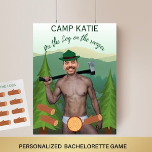 Camp Bachelorette Party Game Template Last trail before the veil personalized decor sign Camp Bach Editable Games Groom Face Decor Mountain