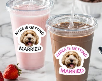 Personalized Dog Face Mom is Getting Married Cups Bachelorette Party Favors with Dog Bachelorette Party Face Decorations Face Party Favor