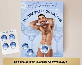 Coastal Bachelorette Party Game Template Last Toast on the coast personalized decor sign Beach Bach Editable Games Groom Face Decor Miami