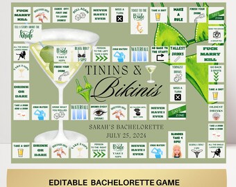 Bikinis and Martinis Bachelorette Board Drinking Game Party Game Template martinis and bikinis Bach Party Games personalized hen party
