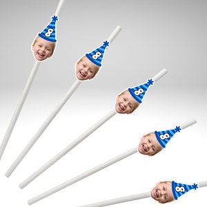 Custom Face Straws Face Party Straws Birthday Straws Kids Birthday Straws 50th Birthday Straws Personalized Face Party Decorations