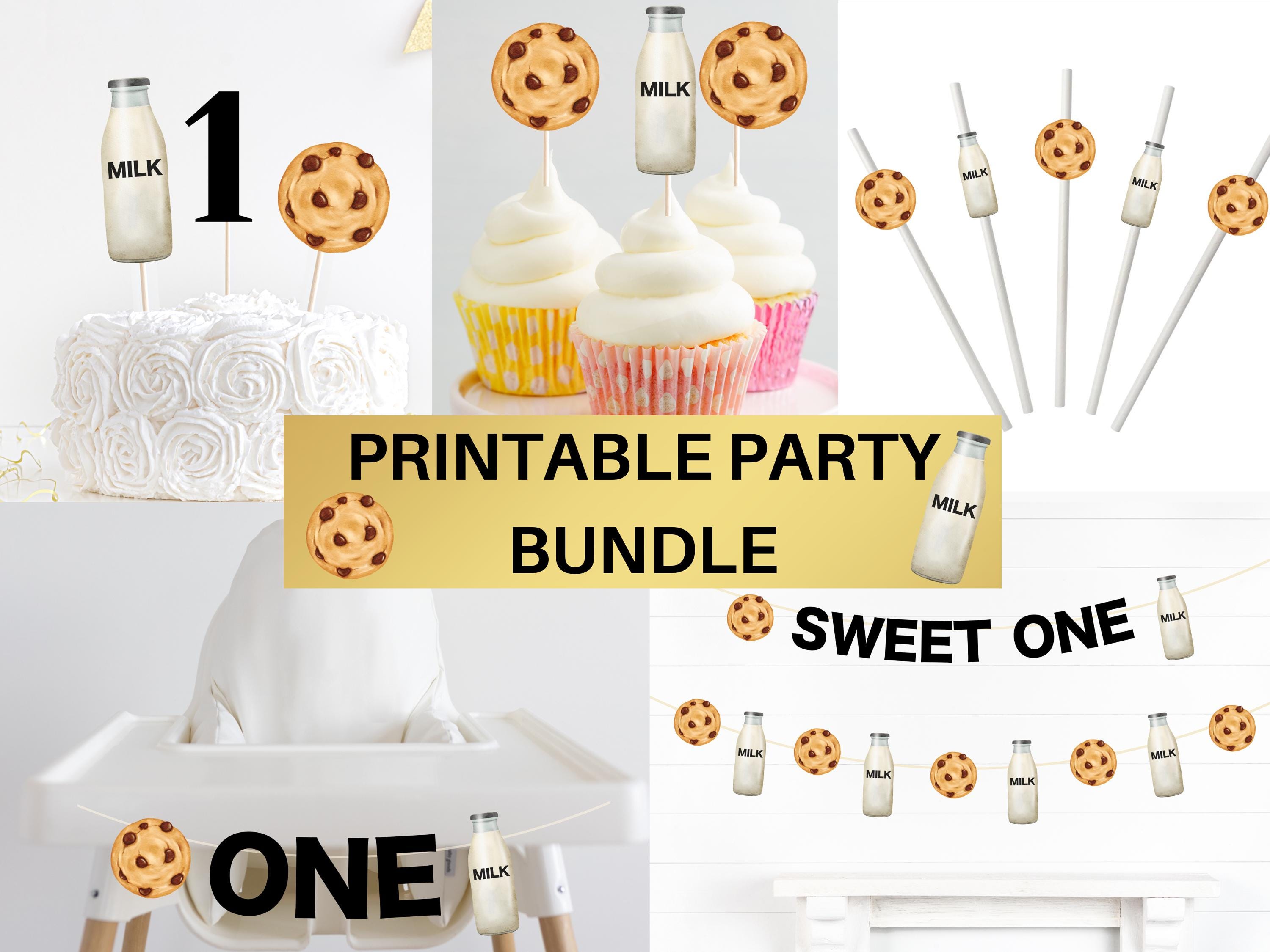 Milk & Cookies 1st Birthday Decorations - He Is One Tough Cookie Banner & Balloon Set