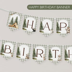 One Happy Camper Birthday Party Sign Happy Birthday Banner Camping 1st Birthday Bunting Woodland Adventure Theme Nature Themed Party Decor