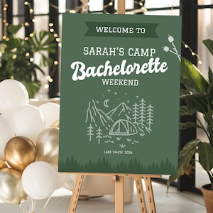 Camp Bachelorette Welcome Sign Template Camping Bachelorette Party Decor Cabin Welcome Signage Template Party Welcome Sign Bachelorette Camp