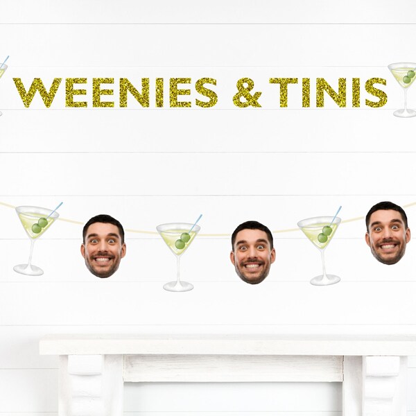 Weenies and Tinis Banner Martini Themed Bachelorette Party Decorations Margs and Matrimony Party Groom Face Banner Groom Decor Martini Bach