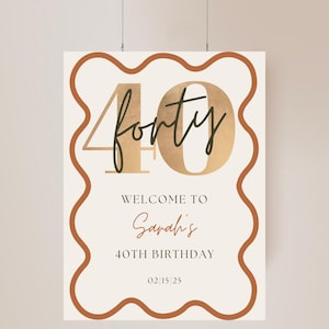 happy 40th birthday welcome sign birthday 40 Template Modern personalized 40th birthday sign for easel 40th wedding anniversary welcome sign