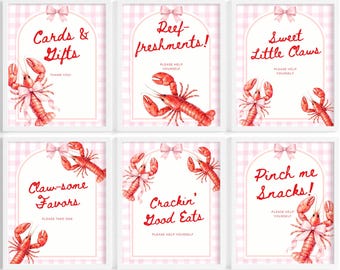 Pinch Me I'm One Girl Birthday Sign Bundle Lobster Broil 1st Birthday Nautical Low Country Crawfish Boil Summer First Bday Table Signs