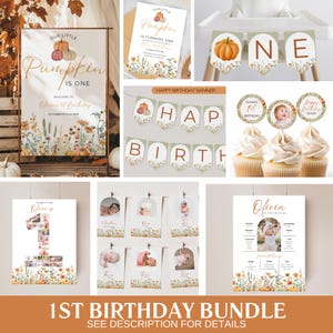 パンプキンバースデーバンドル パンプキン1歳の誕生日招待状 パンプキンバースデーパーティーバンドル 私たちの小さなパンプキン1歳の誕生日デコレーション