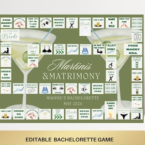 Martinis and Matrimony Bachelorette Board Drinking Game Party Game Template martinis and bikinis Bach Party Games personalized hen party