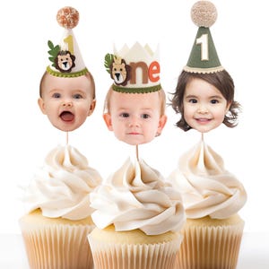 Wild One Cupcake Toppers One Wild Year Wild One Party Decor Wild One Birthday Safari Party Decor Jungle party 1st Birthday Face Toppers