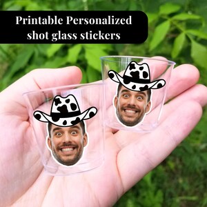 Groom Face Shot Glass stickers Bachelorette Party Groom Face Decorations Groom Face Party Favors Personalized party decor Nash Bash