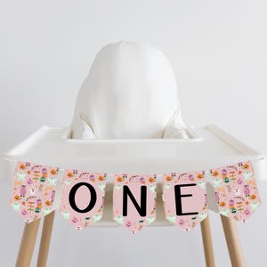 Banner de silla alta de Halloween para niña, primer cumpleaños, fantasma, espeluznante, decoración de fiesta espeluznante, fiesta de Halloween, rosa, IMPRIMIBLE, digital