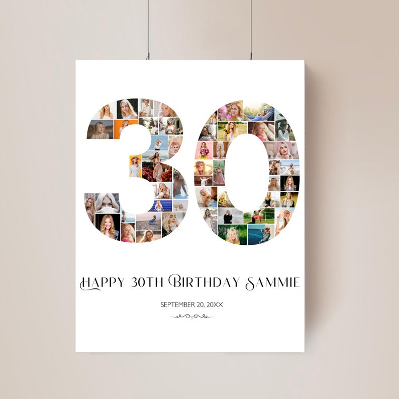 30th Birthday Poster 30th Birthday Photo Collage Template 30th Birthday ...