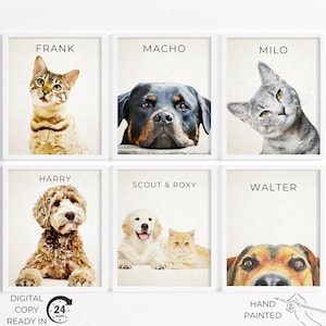 Custom Pet Portrait Watercolor Pet Portrait Dog Portrait Cat Portrait Animal Portrait Custom Pet Portrait from Photo Multiple Pet Portrait