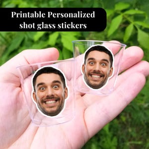 Personalized Shot Glass stickers Bachelorette Party Groom Face Decorations Groom Face Party Favors Personalized party decor Birthday glass