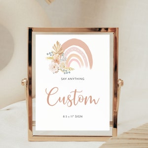 Boho Rainbow Baby Shower Sign Custom Boho Rainbow Sign Editable Boho Rainbow Sign Printable Baby shower Sign Bohemian baby shower printable