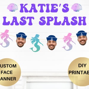 Last Splash Bachelorette Party Banner, Beachelorette Banner, Beach Bachelorette Mermaid Bachelorette Party Trading Her Tail for a Veil Theme