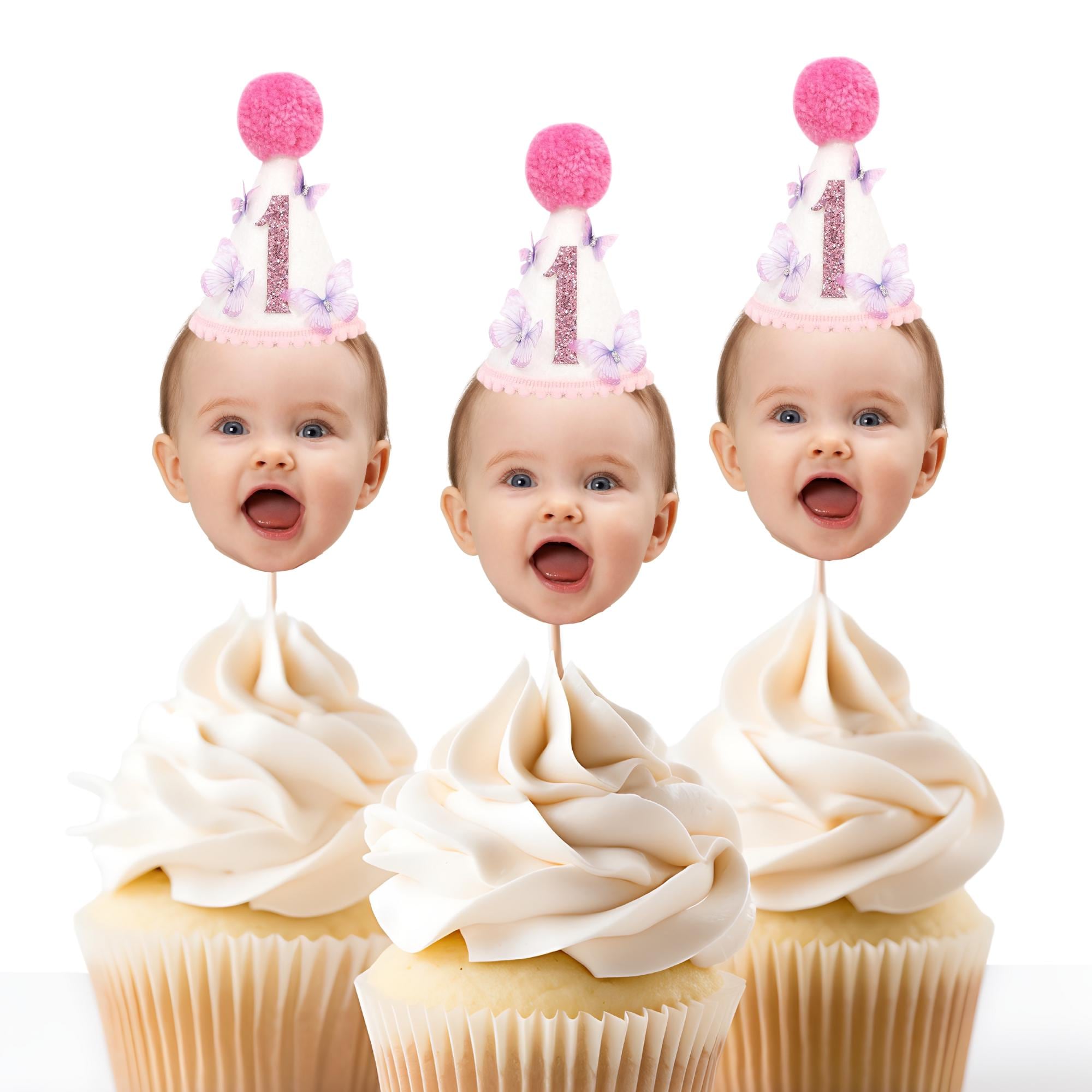 Fairy First birthday Butterfly 1st Birthday Cupcake topper Our Little Butterfly is One First Birthday photo cupcake topper 1st birthday hat