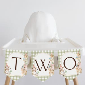 Farm Birthday High Chair Banner Barnyard 2nd Birthday Two Party Animal Birthday decor Gender neutral Second Birthday Sign Cake Smash