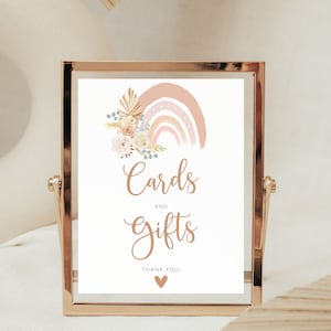 Karten und Geschenke Schild Brautparty Boho Regenbogen Karten und Geschenke Schild Hochzeitsgeschenk Tischschild Babyparty druckbare Karten und Geschenke Schild