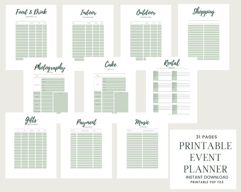 Printable Planner, Event Planner, Party Planner, Birthday Party