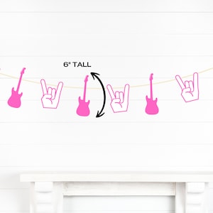 Rock Hand Garland, Music Party Decorations, Rock Star Banner, Rock n Roll Party Decor, Music Theme Birthday Decor, Electric Guitar Bunting