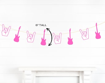 Rock Hand Garland, Music Party Decorations, Rock Star Banner, Rock n Roll Party Decor, Music Theme Birthday Decor, Electric Guitar Bunting