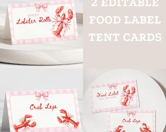 Pinch Me I'm One Girl Birthday Buffet Labels Lobster Broil 1st Birthday Place Card Nautical Low Country Crawfish Boil Food Label Summer Bday