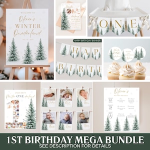 Winter ONEderland Birthday Party Bundle Gender Neutral 1st Birthday First ONEderland Party with Photo Holiday Birthday Winter Wonderland