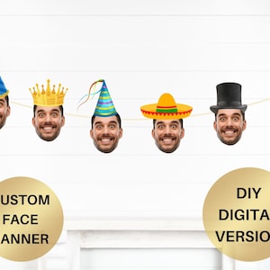 Custom Face Photo Banner Personalized Birthday Banner Customized Party Decor Big face decoration Birthday sign retirement party PRINTABLE