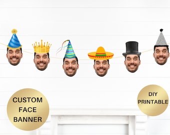 Benutzerdefiniertes Gesicht Foto Banner Personalisierte Geburtstagsbanner Maßgeschneiderte Party Dekor Großes Gesicht Dekoration Geburtstagsschild Ruhestand Party Bachelorette