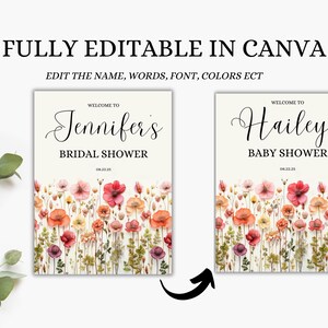 Wildflower Welcome Sign Template Printable Bridal Shower Floral ...