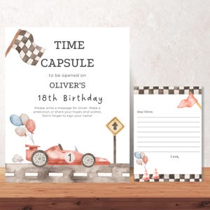 Fast One Birthday Tijdcapsule-bord Raceautothema Eerste verjaardagsfeestje Racing 1e verjaardag jongen Autothema feest gastenboekbord