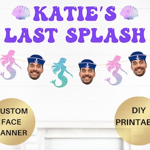 Last Splash Bachelorette Party Banner, Beachelorette Banner, Beach Bachelorette Mermaid Bachelorette Party Trading Her Tail for a Veil Theme
